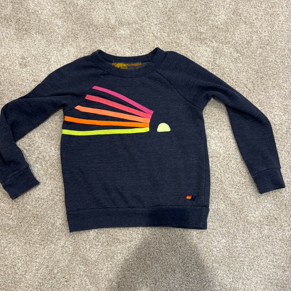 Aviator nation sweatshirt with neon sunrise. Great used condition. Size 12 kids